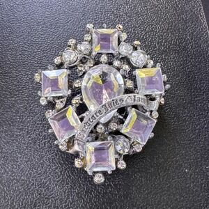 VTG Juicy Couture Diamante‎ Brooch Pin Rhinestone Crystal Embellished Silver